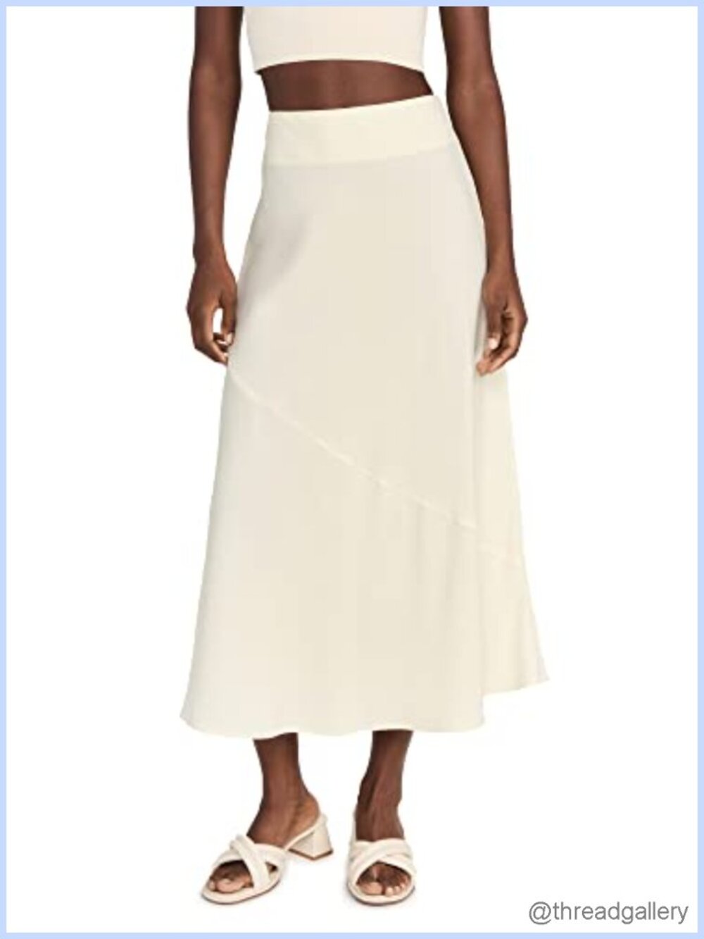 Bias Cut Slip Skirt Lightweight Non-Stretch Weave High Rise Straight Hemline